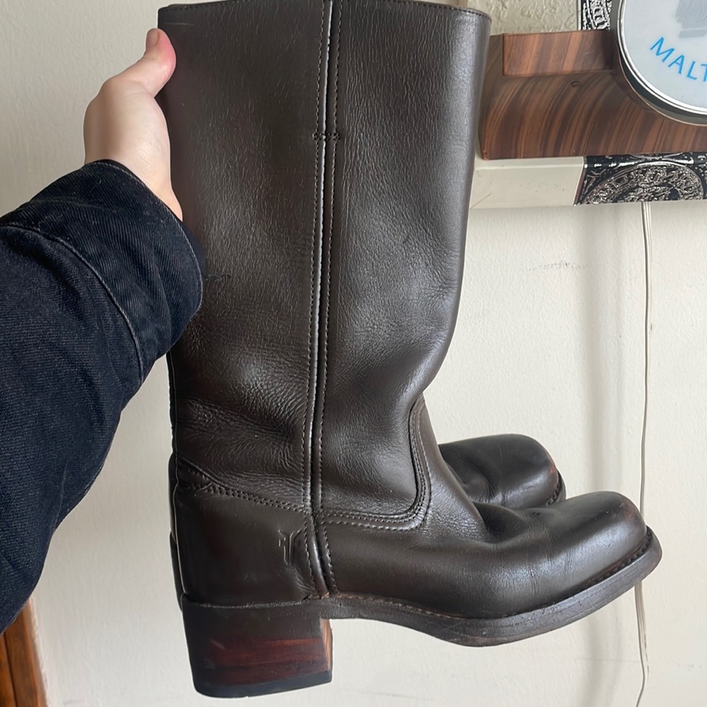 Frye Campus tall boots dark brown leather